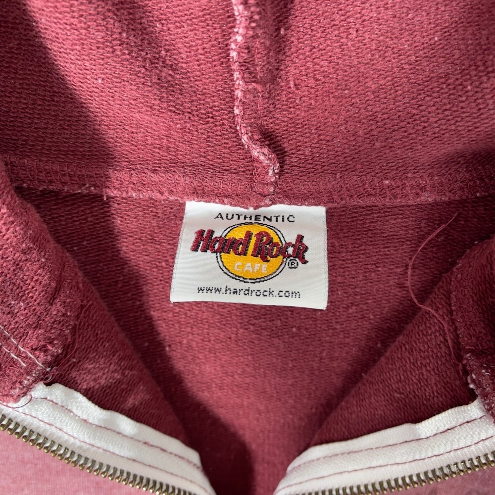 Hard Rock Cafe Y2K Zip Up Hoodie Womens Medium Maroon Key West Graphic Raglan - Picture 3 of 6
